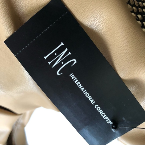 INC International Concepts KJ Wedge Hobo Shoulder Bag, Snake Trim Camel, NWT - Picture 6 of 7